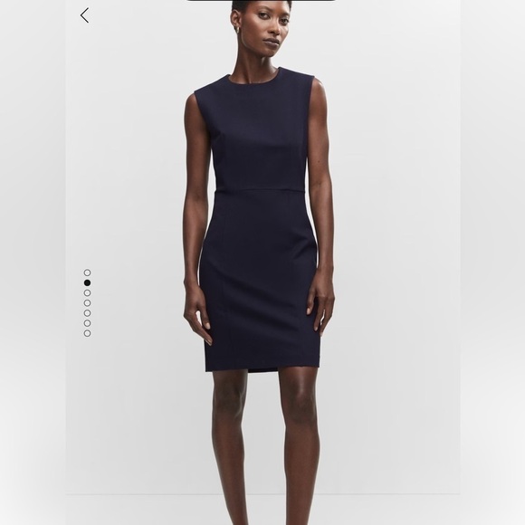 NWT Mango Roma-Knit Sleeveless Dress in dark navy, size US 10 - Picture 2 of 8